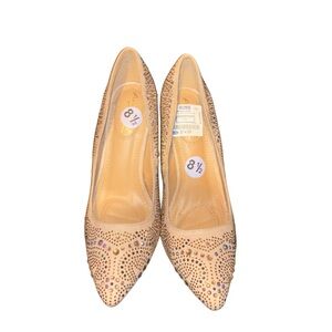 Elegant Tan Studded Women's Pumps - Anne Michelle